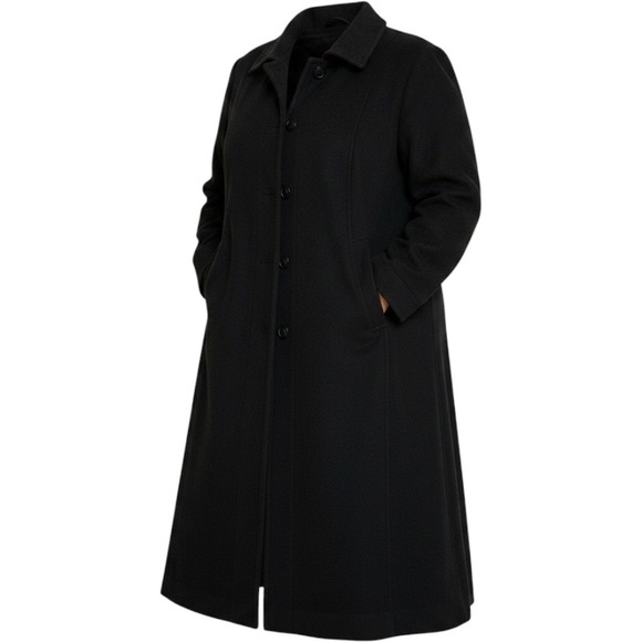 Pendleton Jackets & Blazers - VTG  Pendleton Womens Black Wool Trench Coat SZ 16 Full Length Classic 80's